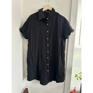 Shein Curve Black Cotton Button Front Dress | Size 1XL